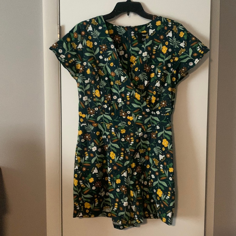 Whimsical Floral Faux-Wrap Romper